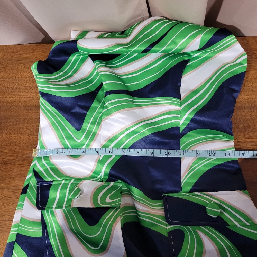 TRINA TURK Guinevere Dress Mod Retro Print Size 4 NWT $628 Retail Blue Green - Picture 7 of 7